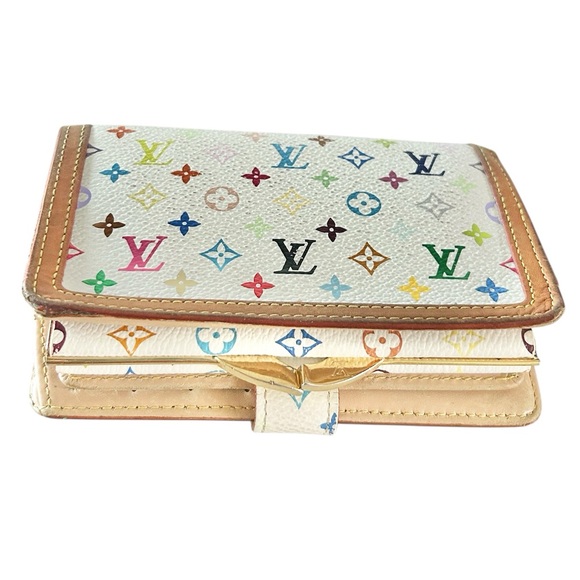 LV Multicolor White Kiss Lock Bifold Wallet - Picture 2 of 12
